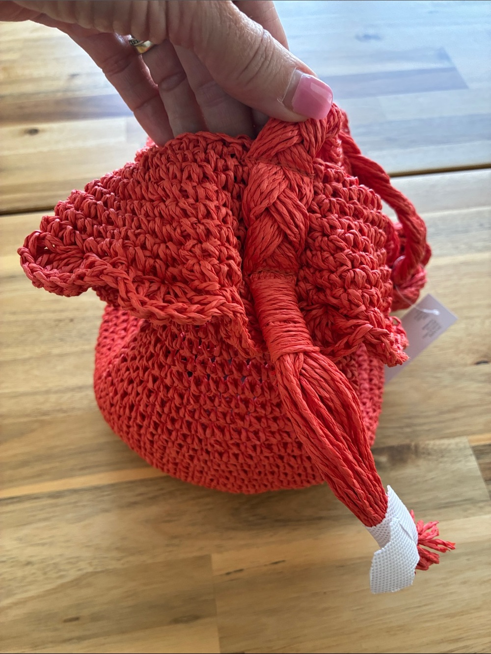 RHODE x Target Orange Straw Papel Raffia Bucket Bag Vaca Resortwear Euro Summer - Picture 8 of 10